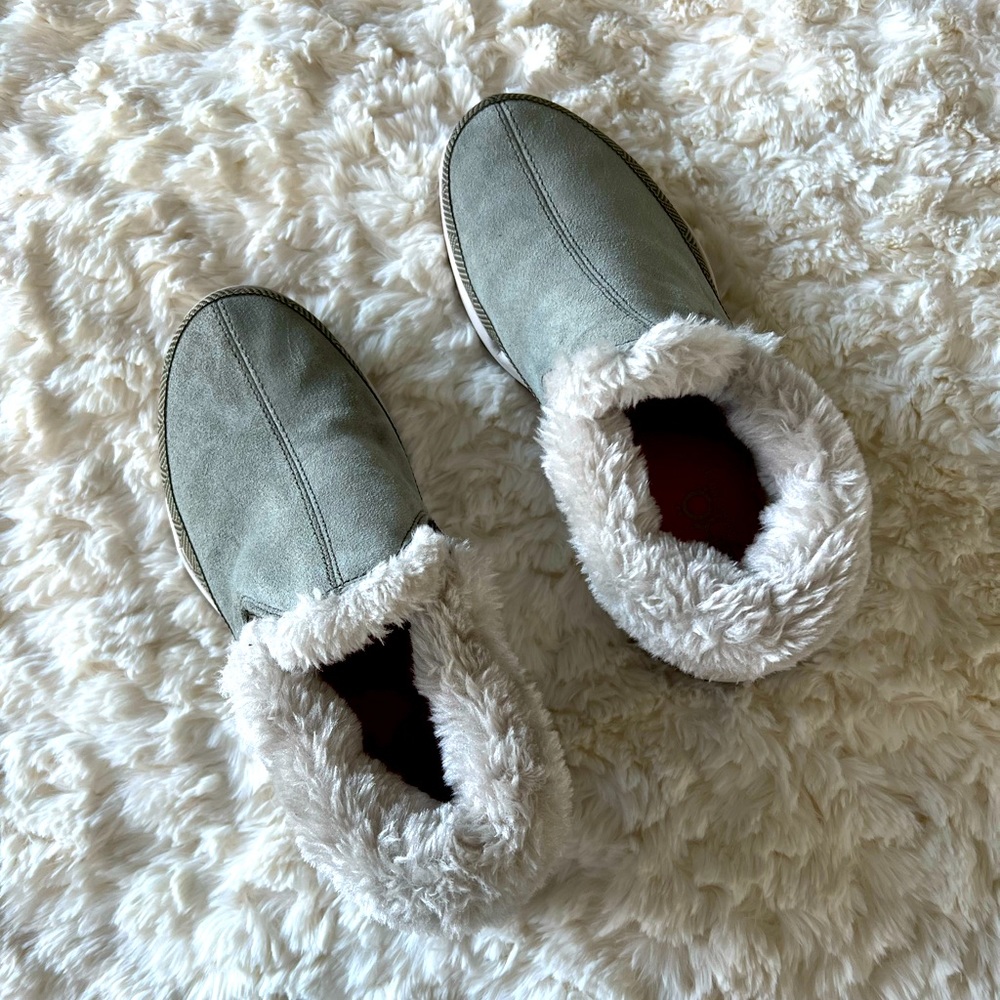 Ryka Water-Repellent Suede and Faux Fur Slip-Ons